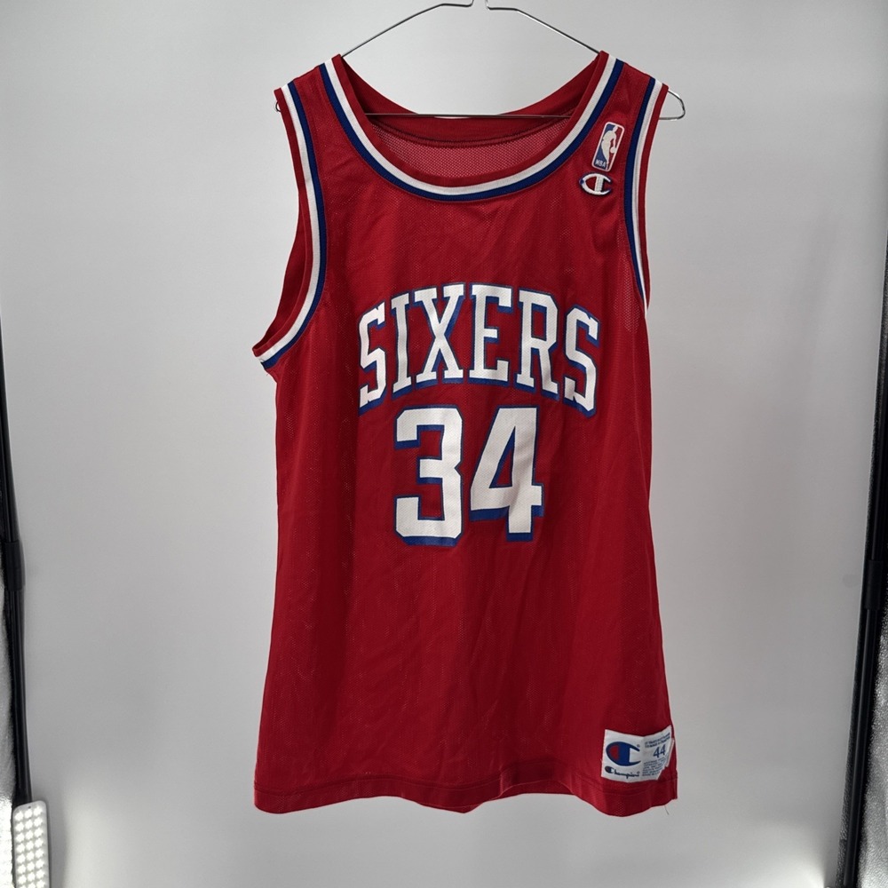 Vintage Charles Barkley Philadelphia 76ers Champion Jersey Size 44 Red